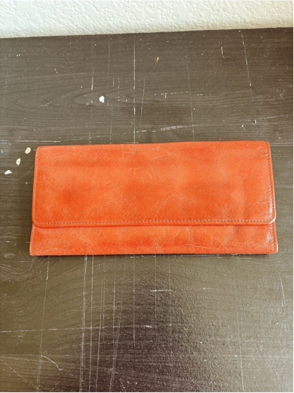 Hobo International Sadie Trifold Wallet Burnt Orange Paisley Lining Snap - Picture 3 of 8